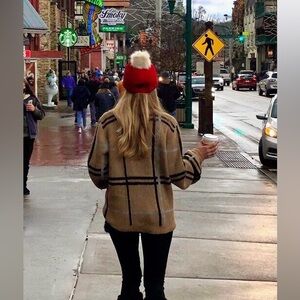 Vestique Tan and Black Plaid Sweater